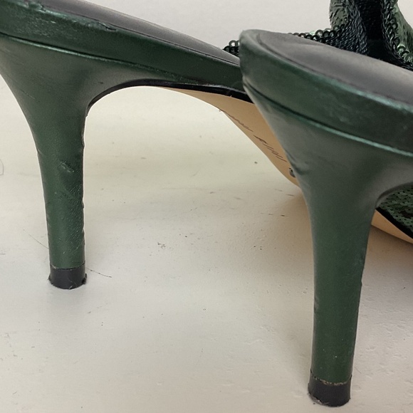 Gianni Bini Rossallio Dark Green Ruffle Sequin Mule Slip On Shoes sz 8 - Picture 13 of 15